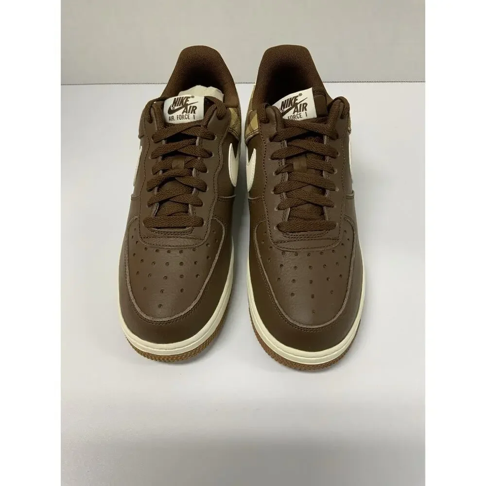Nike Air Force 1 '07 LX Cacao Plaid DV0791 200 Size 7.5 Brown Tan Low Top Shoes